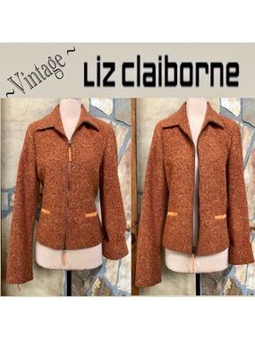 LIZ CLAIBORNE Vintage Wool Blend Suede Trim Jacket (S)